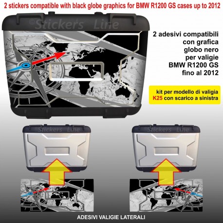 2 adesivi valigie LATERALI BMW R1250GS HP rosa dei venti K50 dal 2013