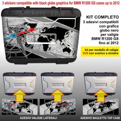 Kit 3 adesivi borse valigie K25 BMW R1200GS bussola + planisfero fino al 2012