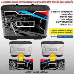 2 adesivi valigie K25 BMW R1200GS bussola planisfero fino a 2012 Performance
