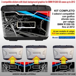 3 adesivi valigie K25 BMW R1200GS bussola planisfero fino a 2012 Performance