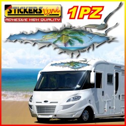 Adesivo per camper modello BAHAMAS cm 160x78 adesivi effetto strappo