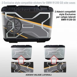 2 adesivi borse valigie BMW R1200GS - R1250GS grafica CAPONORD planisfero 2013