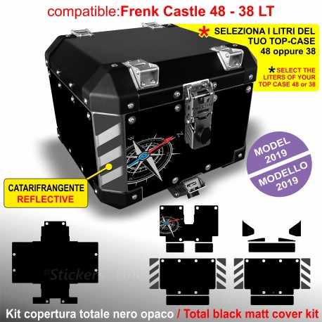 Adesivi compatibili top case BMW R1200 R1250 GS Adv Guzzi Ducati KTM ecc mod. Frenk Castle 48 / 38 LT  T-1