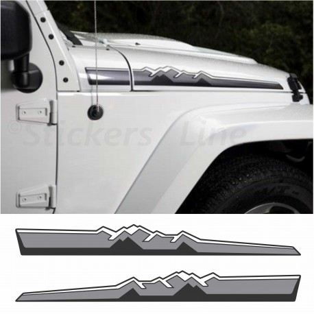 Adesivi laterali cofano compatibili Jeep WRANGLER Sahara Montagne 4x4 fuoristrada off road