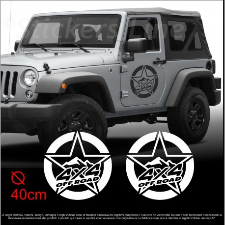 2 Adesivi STELLA JEEP 40 cm fuoristrada Wrangler Rubicon Renegade Cherokee 4X4