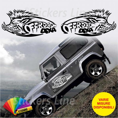 2 adesivi CINGHIALE 4x4 off road fuoristrada extreme Jeep Suzuki Nissan Toyota